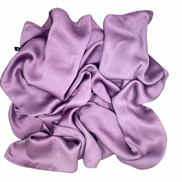 ✨Elegant Bandana Square Silky Scarf Lavender Solid Wrap Versatile Shawl Wrap New - Picture 4 of 5